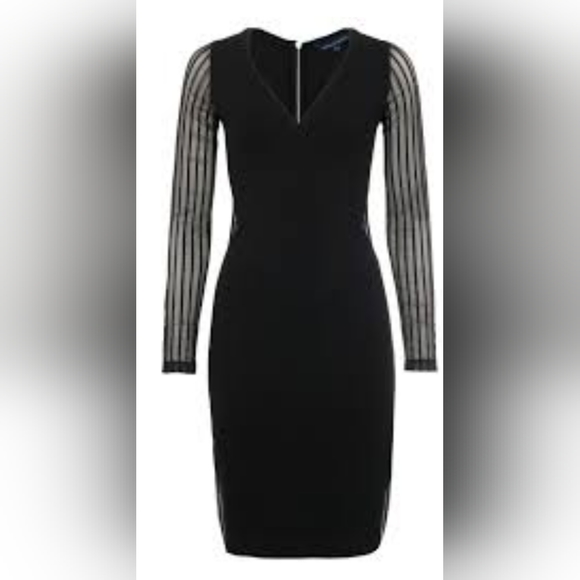 NWT...French Connection Long Mesh Sleeve Jersey Dress Size 12 - Picture 2 of 5
